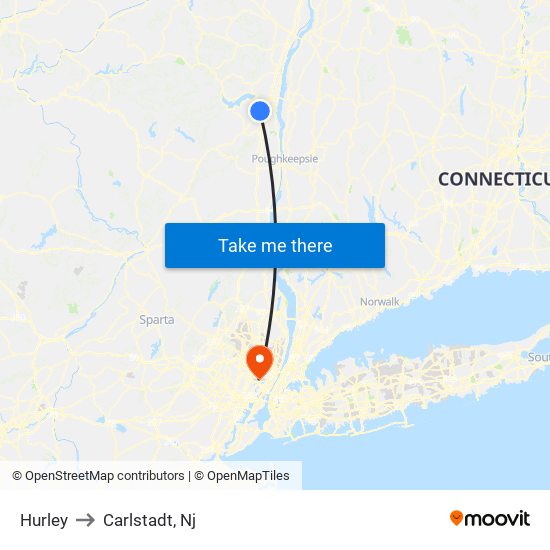 Hurley to Carlstadt, Nj map