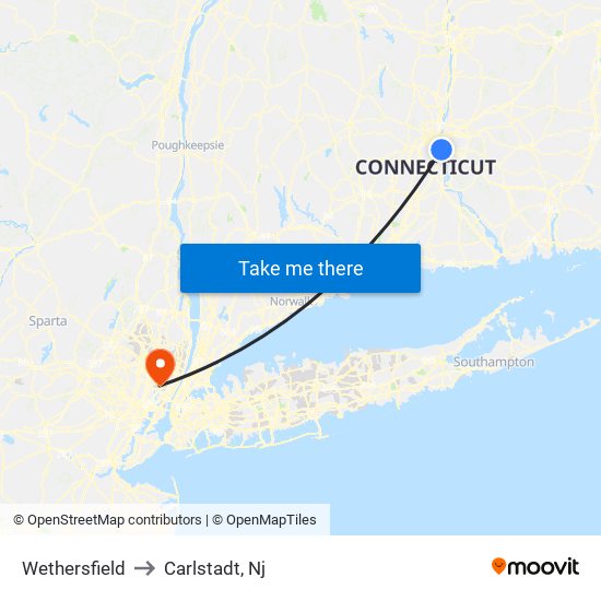 Wethersfield to Carlstadt, Nj map