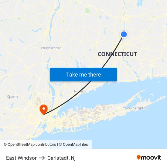 East Windsor to Carlstadt, Nj map