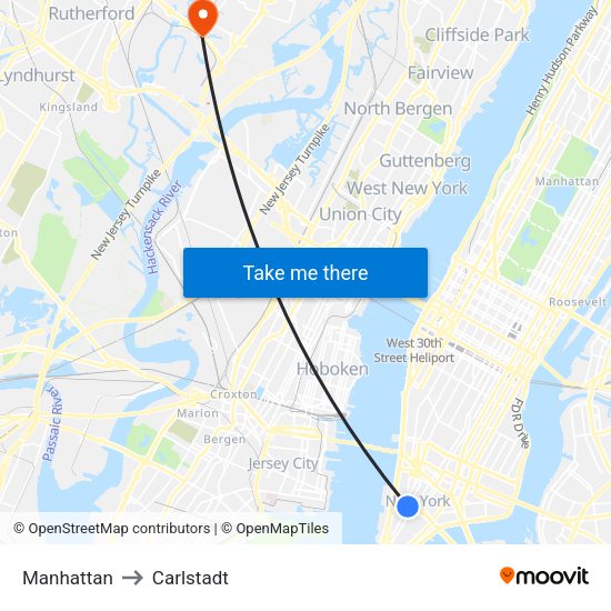 Manhattan to Carlstadt with public - City 75664 City 76152