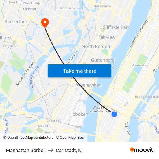 Manhattan Barbell to Carlstadt, Nj map
