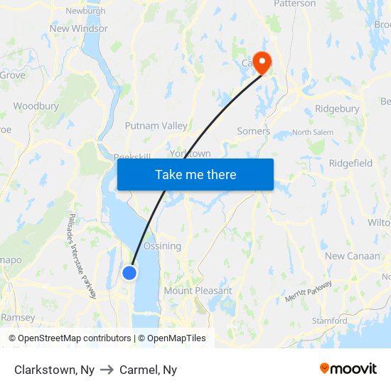 Clarkstown, Ny to Carmel, Ny map