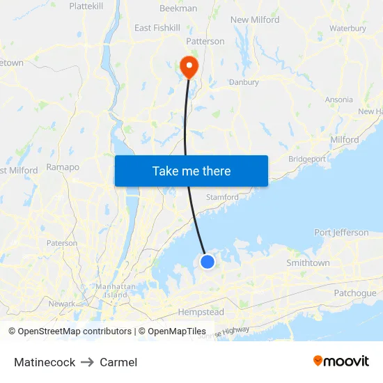 Matinecock to Carmel map