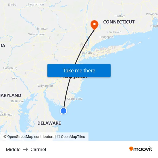 Middle to Carmel map