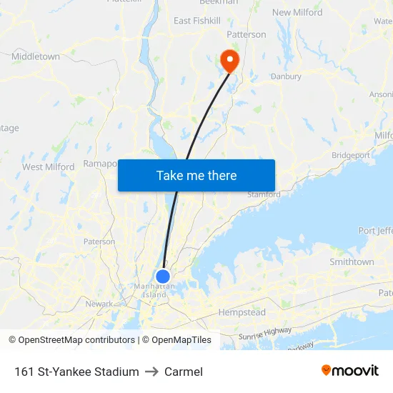 161 St-Yankee Stadium to Carmel map