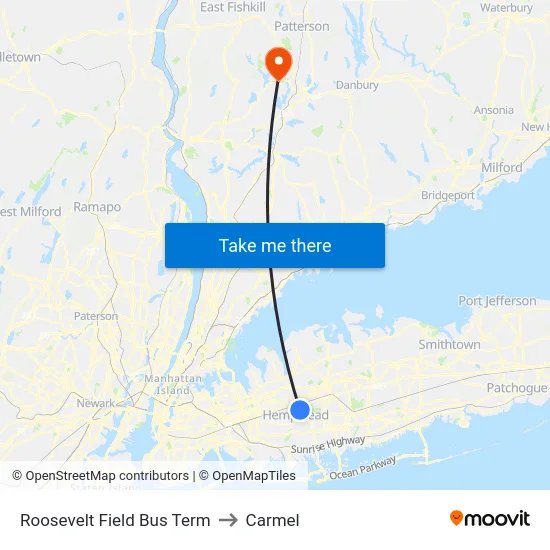 Roosevelt Field Bus Term to Carmel map