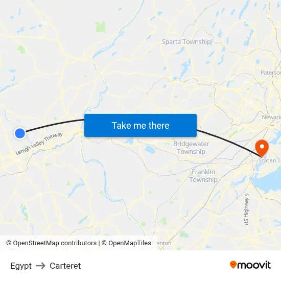Egypt to Carteret map