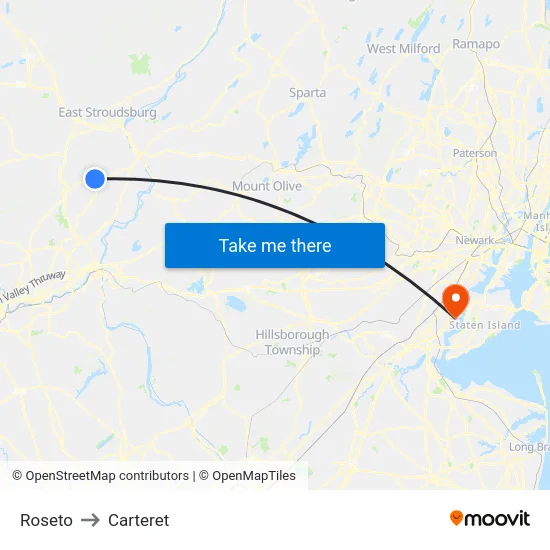 Roseto to Carteret map