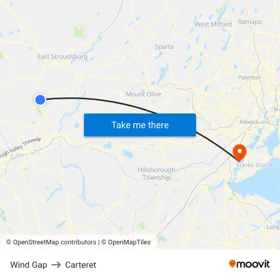 Wind Gap to Carteret map