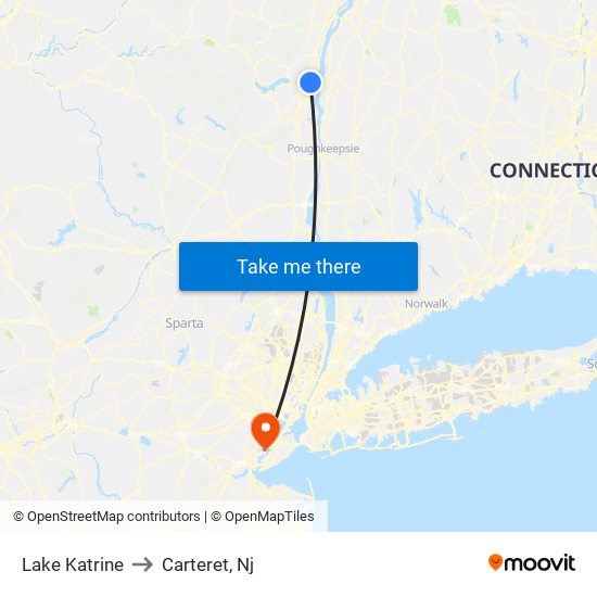 Lake Katrine to Carteret, Nj map