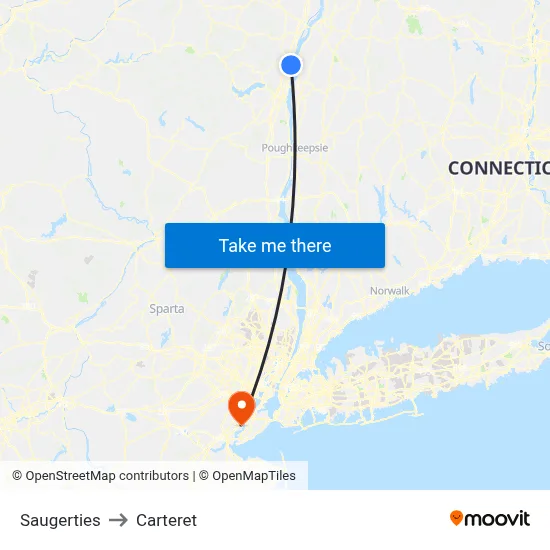Saugerties to Carteret map