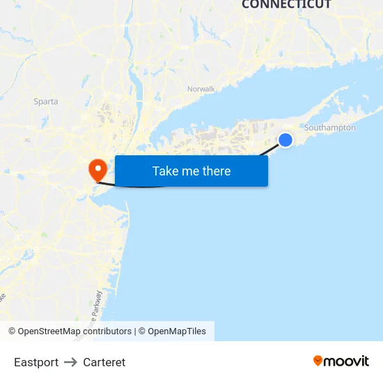 Eastport to Carteret map