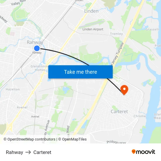 Rahway to Carteret map