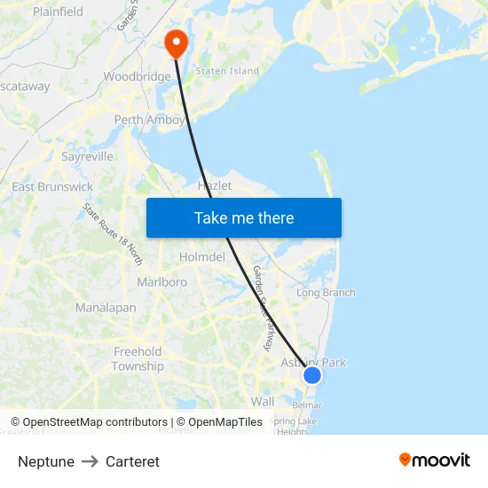 Neptune to Carteret map