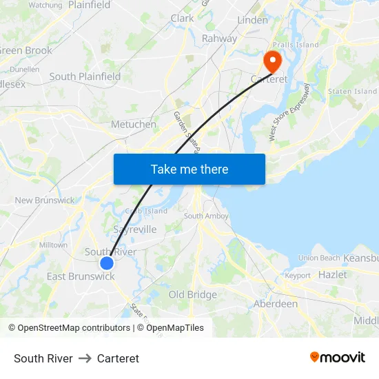 South River to Carteret map