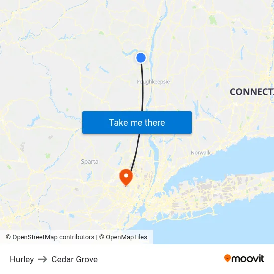 Hurley to Cedar Grove map