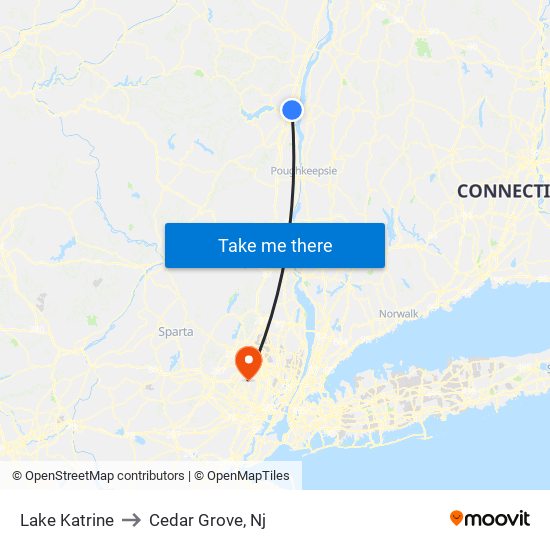 Lake Katrine to Cedar Grove, Nj map