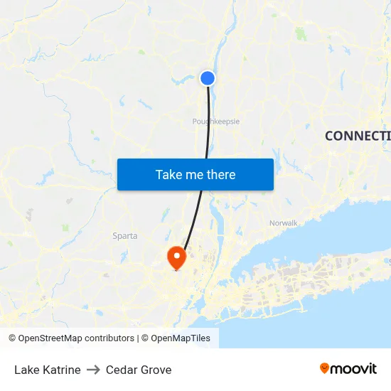 Lake Katrine to Cedar Grove map