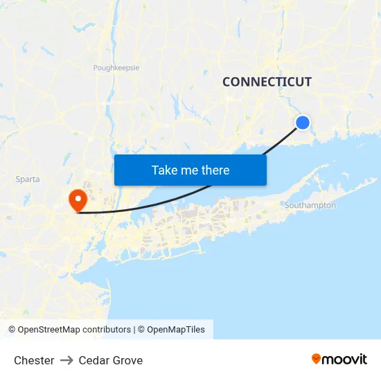 Chester to Cedar Grove map