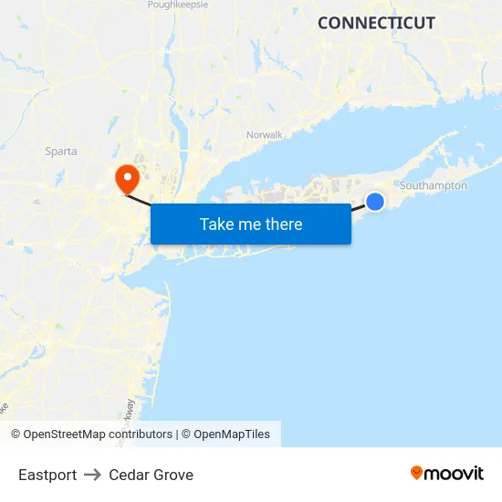 Eastport to Cedar Grove map
