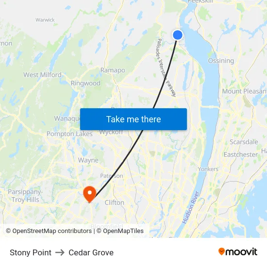 Stony Point to Cedar Grove map