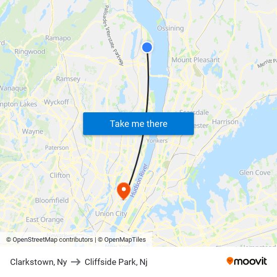 Clarkstown, Ny to Cliffside Park, Nj map