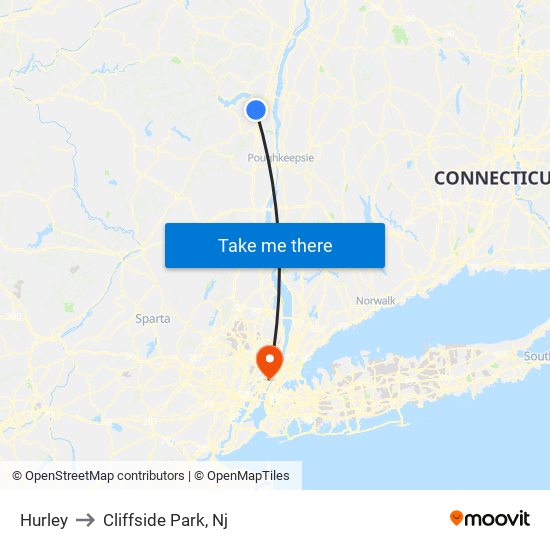 Hurley to Cliffside Park, Nj map