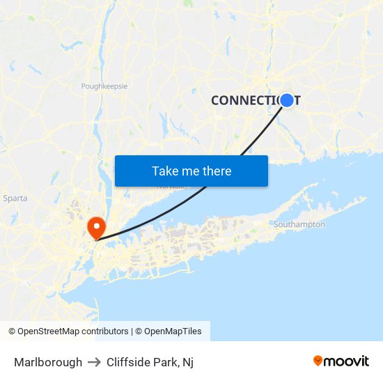 Marlborough to Cliffside Park, Nj map