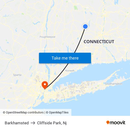 Barkhamsted to Cliffside Park, Nj map