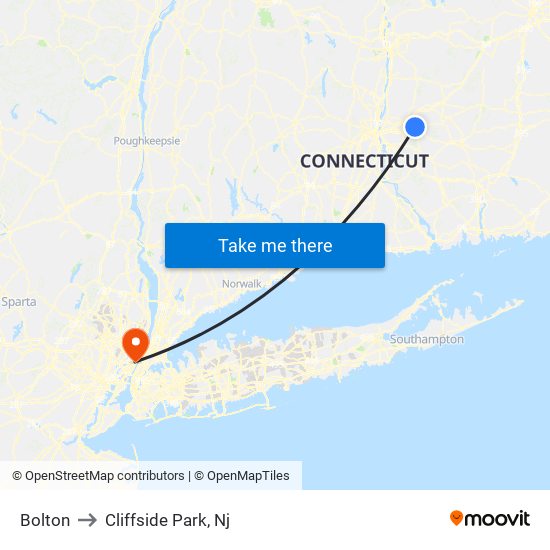 Bolton to Cliffside Park, Nj map