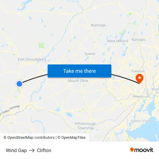 Wind Gap to Clifton map