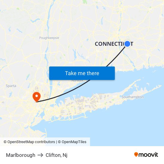 Marlborough to Clifton, Nj map