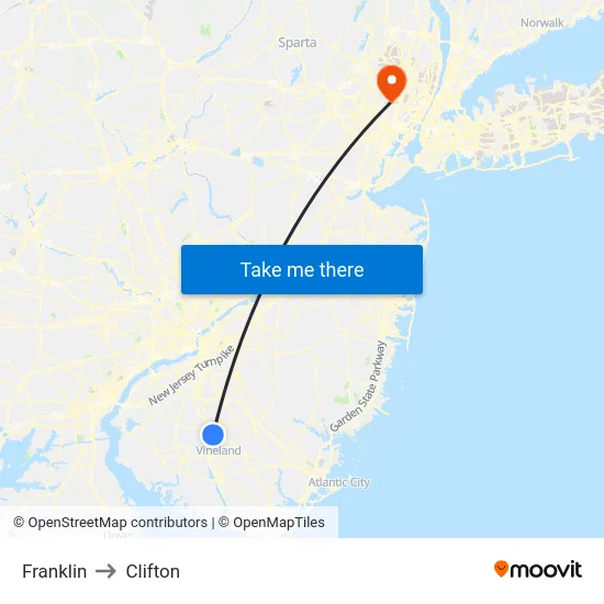 Franklin to Clifton map