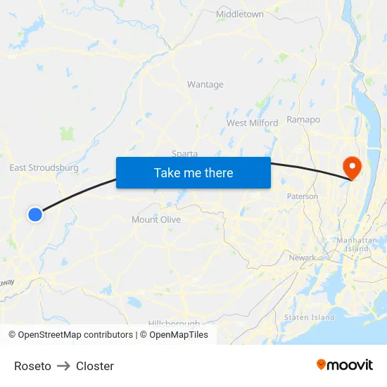 Roseto to Closter map