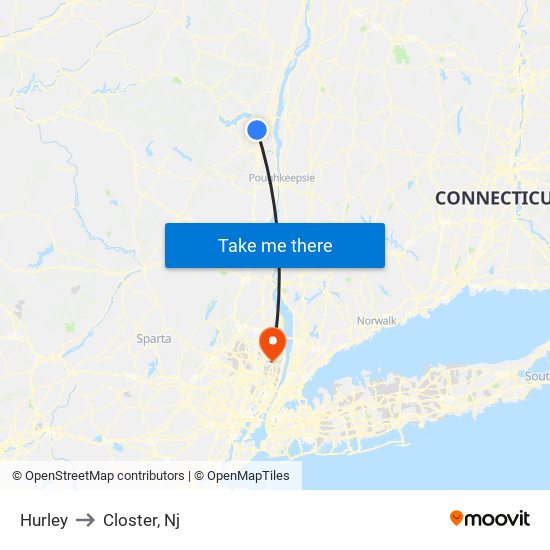 Hurley to Closter, Nj map