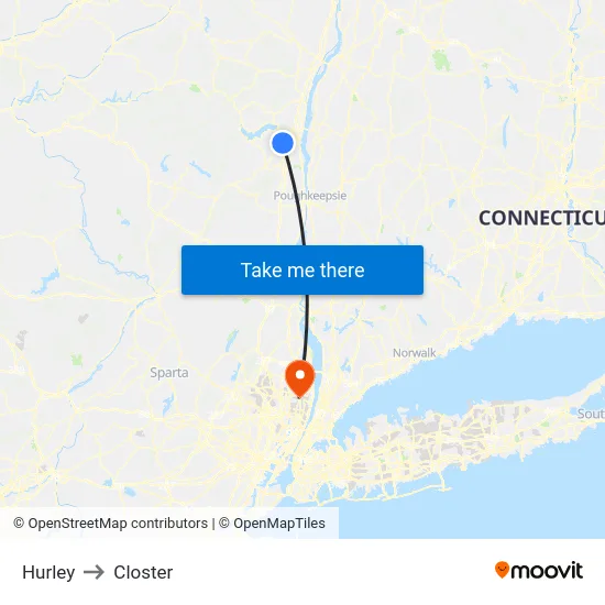 Hurley to Closter map