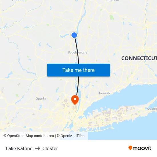 Lake Katrine to Closter map