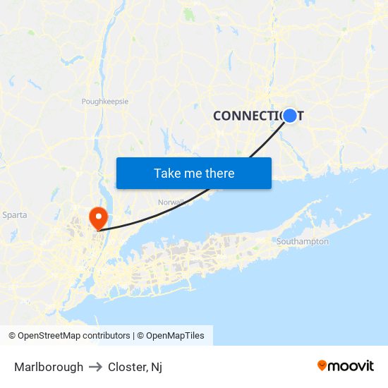 Marlborough to Closter, Nj map