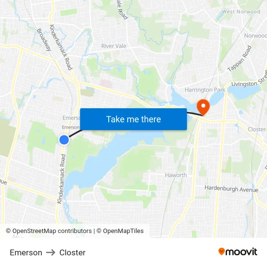 Emerson to Closter map