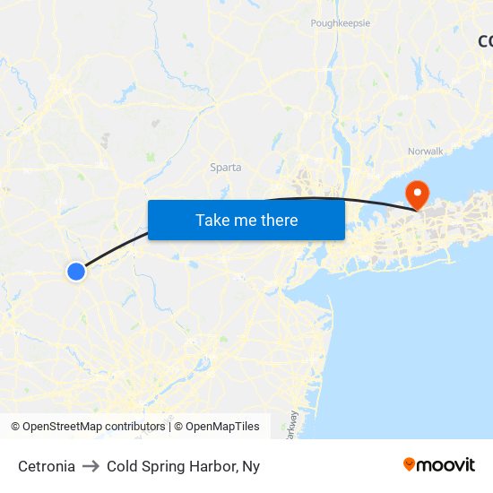 Cetronia to Cold Spring Harbor, Ny map