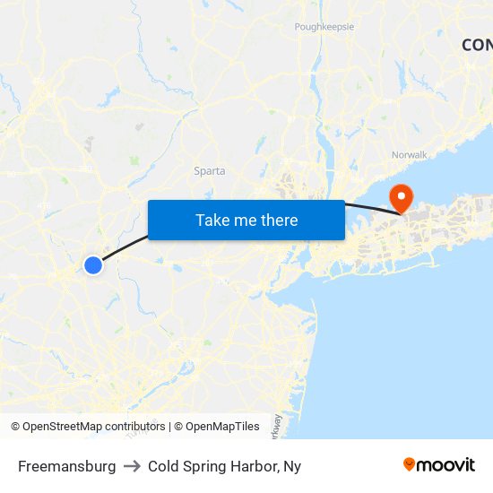 Freemansburg to Cold Spring Harbor, Ny map