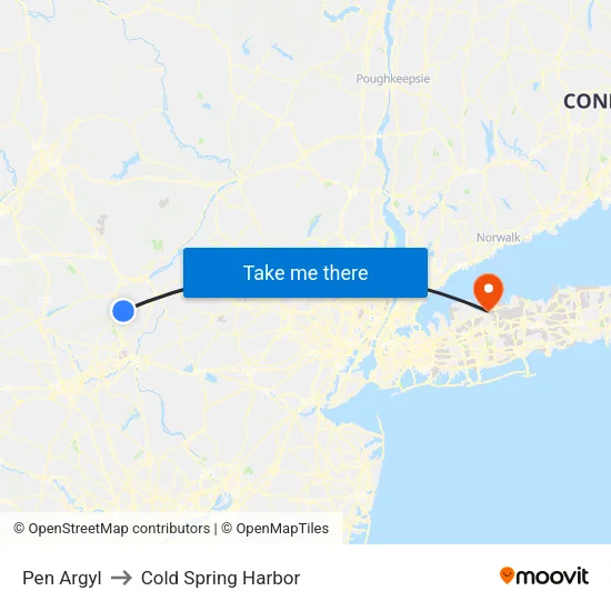 Pen Argyl to Cold Spring Harbor map