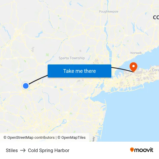 Stiles to Cold Spring Harbor map