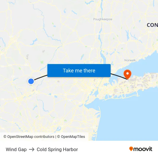 Wind Gap to Cold Spring Harbor map