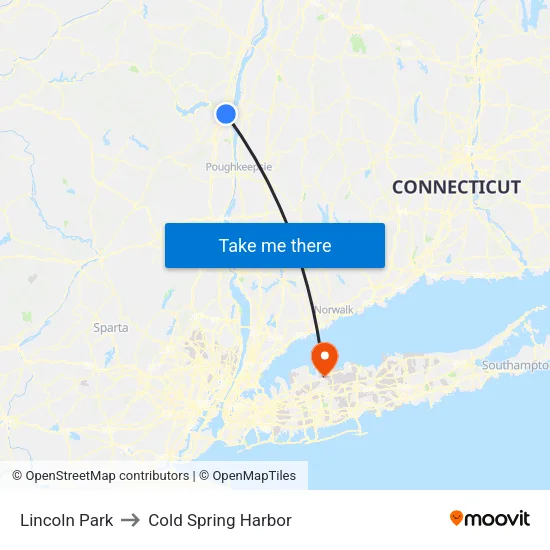 Lincoln Park to Cold Spring Harbor map
