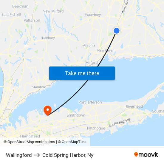 Wallingford to Cold Spring Harbor, Ny map
