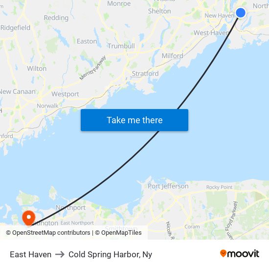 East Haven to Cold Spring Harbor, Ny map