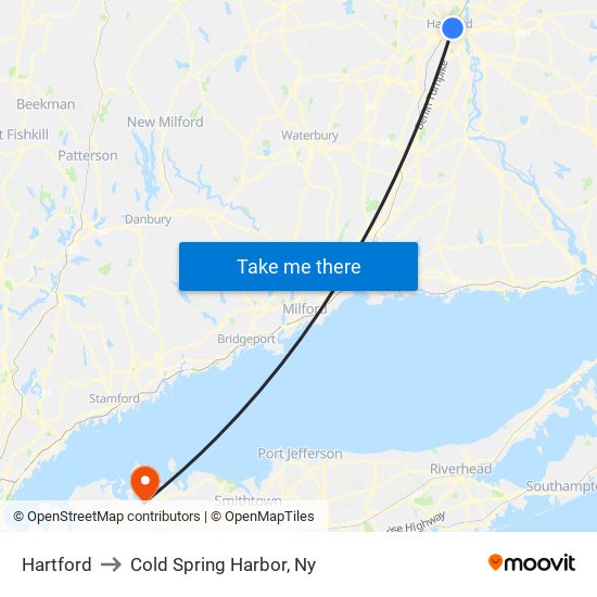 Hartford to Cold Spring Harbor, Ny map