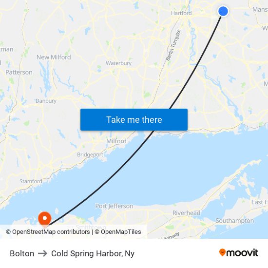 Bolton to Cold Spring Harbor, Ny map