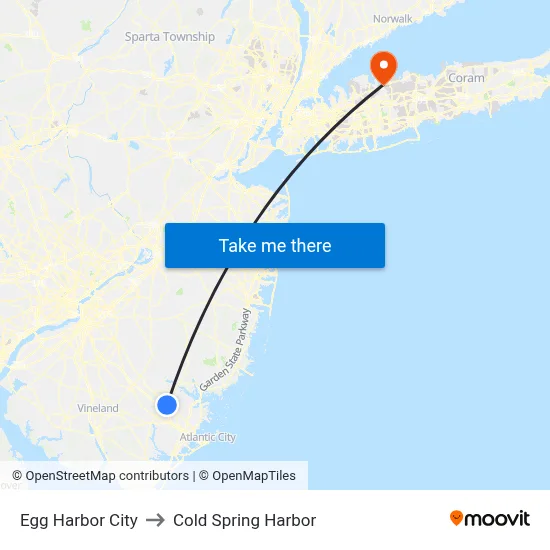 Egg Harbor City to Cold Spring Harbor map